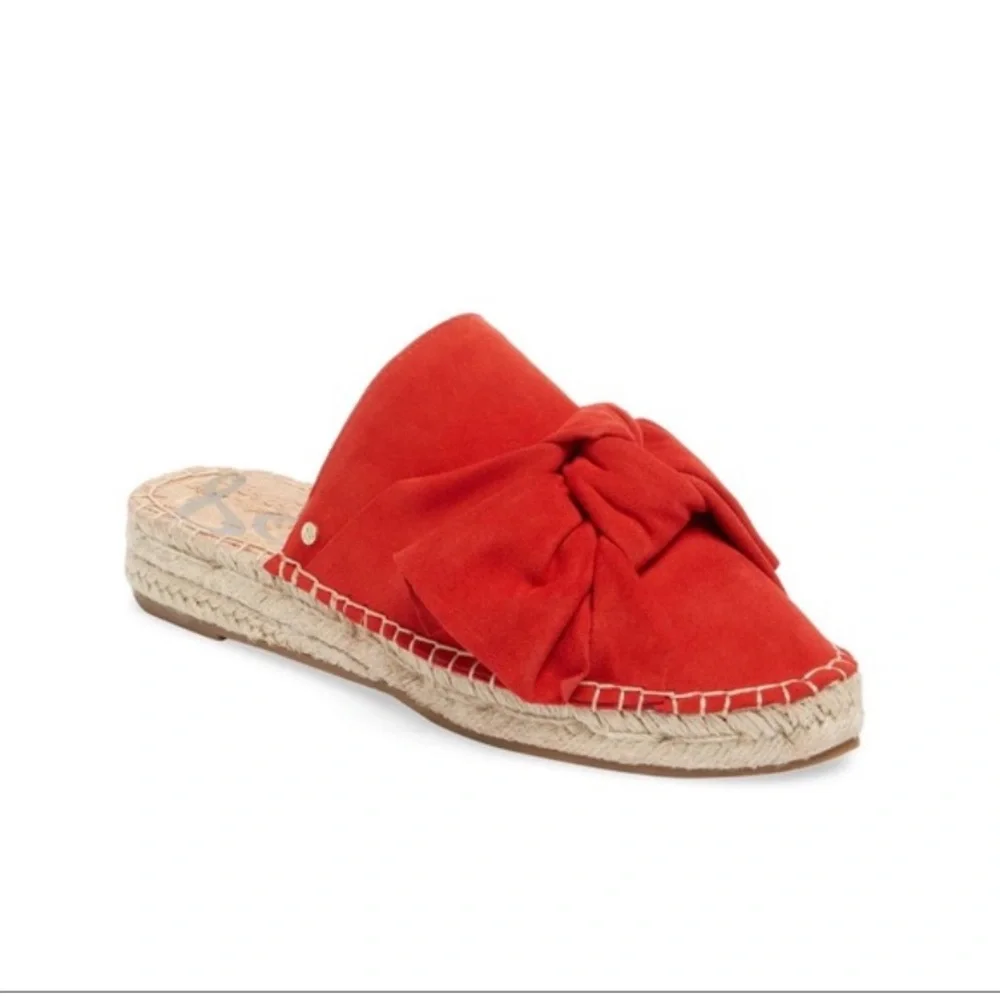 Sam Edelman red suede Lydia bow espadrilles mules size 8